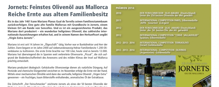 Jornets: The finest olive oil from Mallorca Rich harvest from a family estate